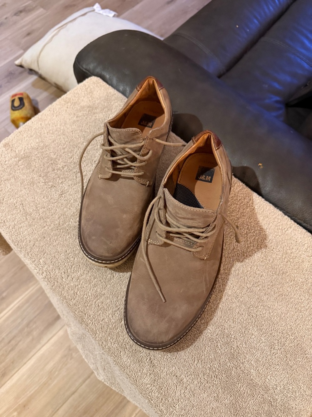 M&amp;M Men's Taupe Suede Derby Shoes - Lace-Up Casual Dress